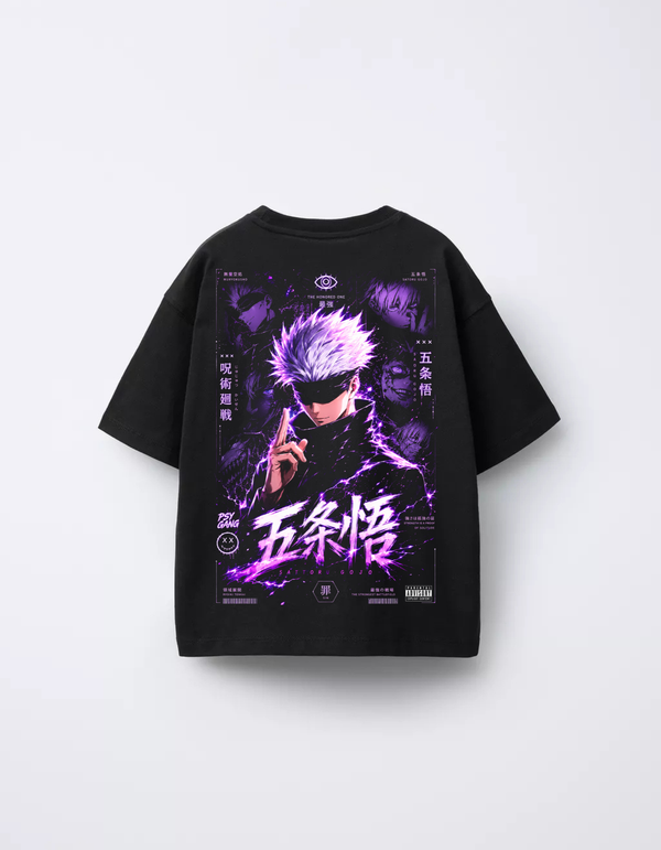 PSY GANG — Gojo Satoru Cyber Neon Oversize Tee